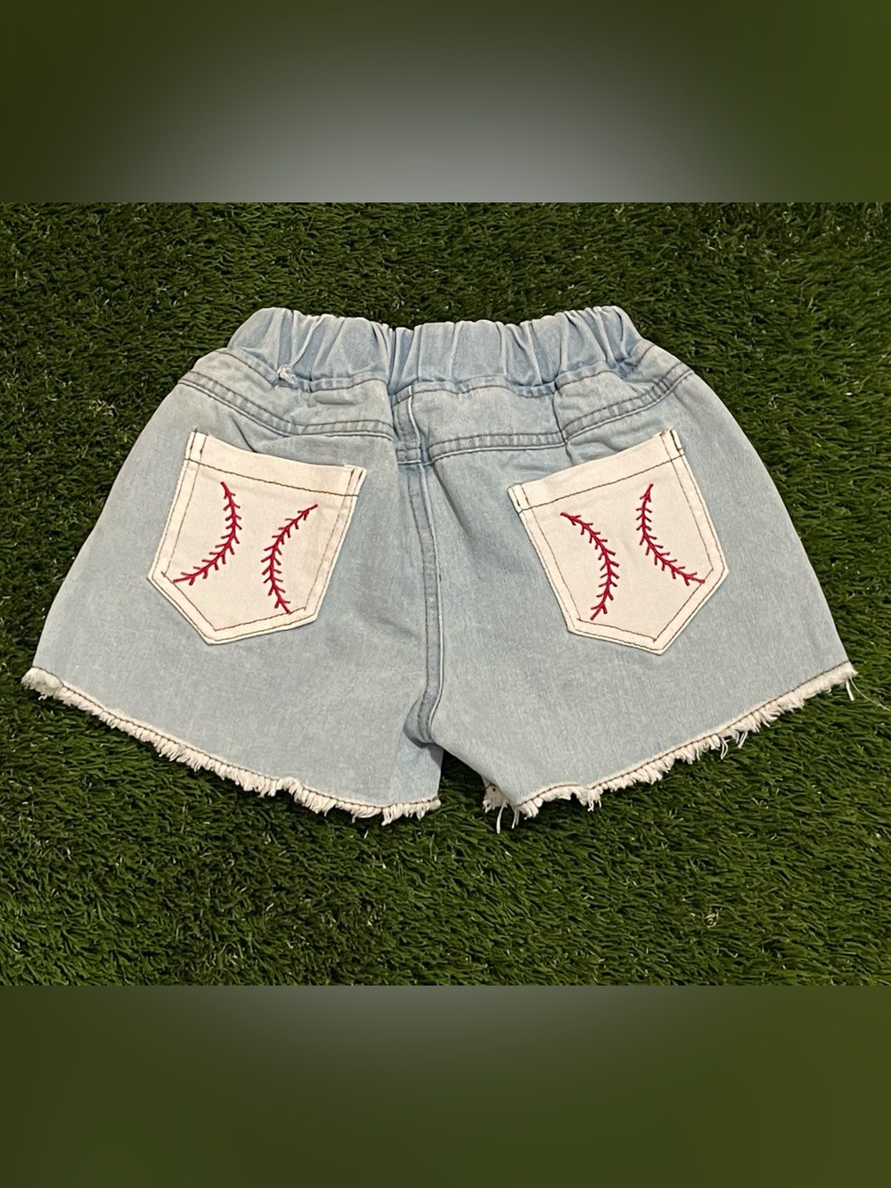Girl’s Boutique Light Wash Denim Shorts with Baseball Stitch Pocket Detail